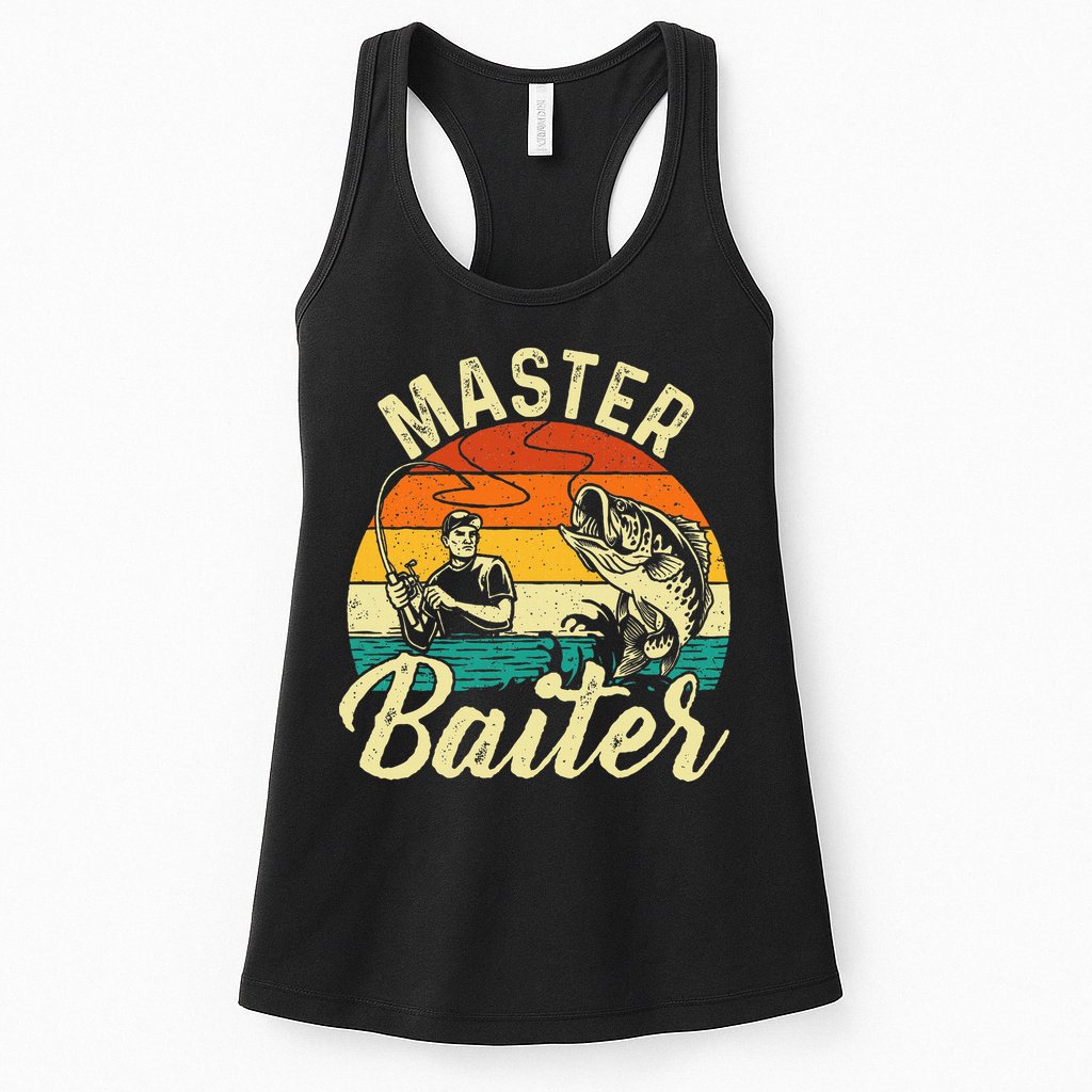Master Baiter Retro Sunset Fishing Fish Lover Fisherman Womens Tank Top