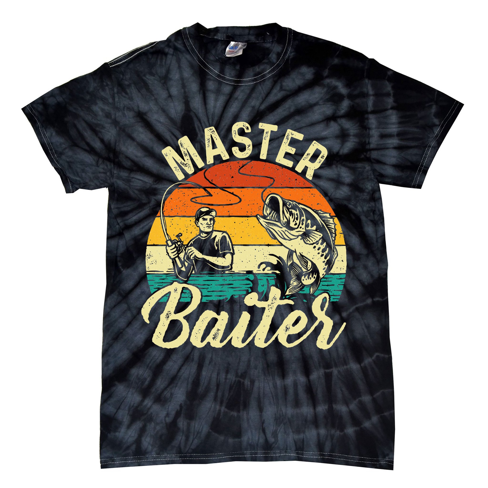 Master Baiter Retro Sunset Fishing Fish Lover Fisherman Tie-Dye T-Shirt