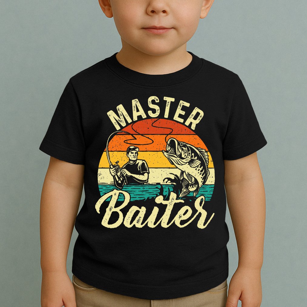 Master Baiter Retro Sunset Fishing Fish Lover Fisherman Toddler T-Shirt