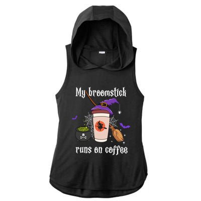 My Broomstick Runs On Coffee Gift Coffee Lover Halloween Gift Ladies PosiCharge Tri-Blend Wicking Draft Hoodie Tank