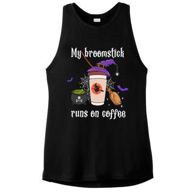 My Broomstick Runs On Coffee Gift Coffee Lover Halloween Gift Ladies PosiCharge Tri-Blend Wicking Tank