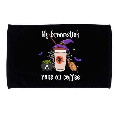 My Broomstick Runs On Coffee Gift Coffee Lover Halloween Gift Microfiber Hand Towel