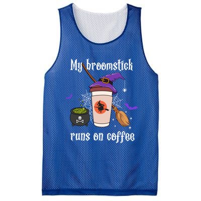 My Broomstick Runs On Coffee Gift Coffee Lover Halloween Gift Mesh Reversible Basketball Jersey Tank