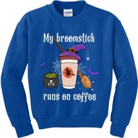 My Broomstick Runs On Coffee Gift Coffee Lover Halloween Gift Kids Sweatshirt