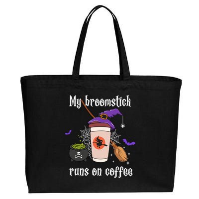 My Broomstick Runs On Coffee Gift Coffee Lover Halloween Gift Cotton Canvas Jumbo Tote