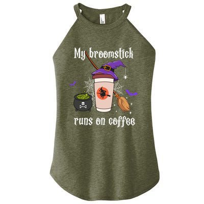 My Broomstick Runs On Coffee Gift Coffee Lover Halloween Gift Women's Perfect Tri Rocker Tank