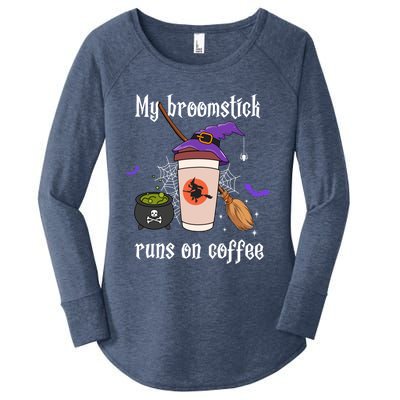 My Broomstick Runs On Coffee Gift Coffee Lover Halloween Gift Women's Perfect Tri Tunic Long Sleeve Shirt