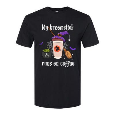 My Broomstick Runs On Coffee Gift Coffee Lover Halloween Gift Softstyle CVC T-Shirt