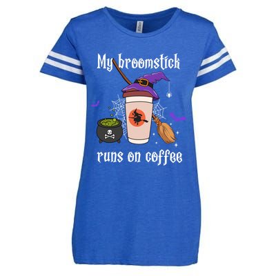 My Broomstick Runs On Coffee Gift Coffee Lover Halloween Gift Enza Ladies Jersey Football T-Shirt