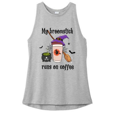 My Broomstick Runs On Coffee Gift Coffee Lover Halloween Meaningful Gift Ladies PosiCharge Tri-Blend Wicking Tank