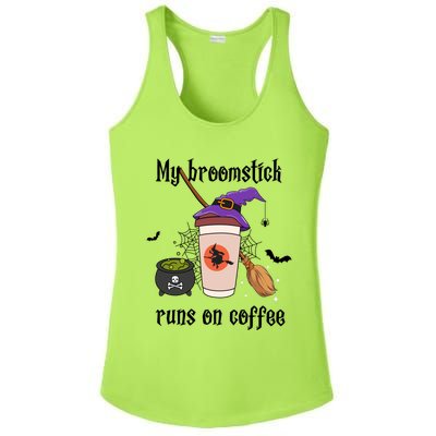 My Broomstick Runs On Coffee Gift Coffee Lover Halloween Meaningful Gift Ladies PosiCharge Competitor Racerback Tank