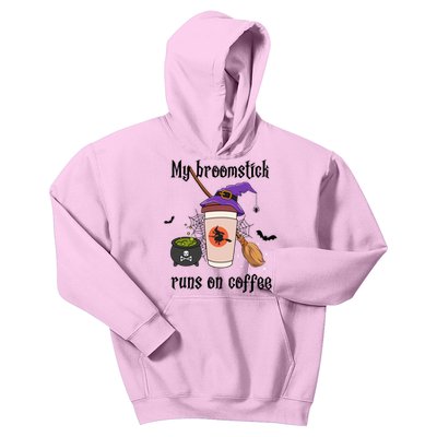 My Broomstick Runs On Coffee Gift Coffee Lover Halloween Meaningful Gift Kids Hoodie