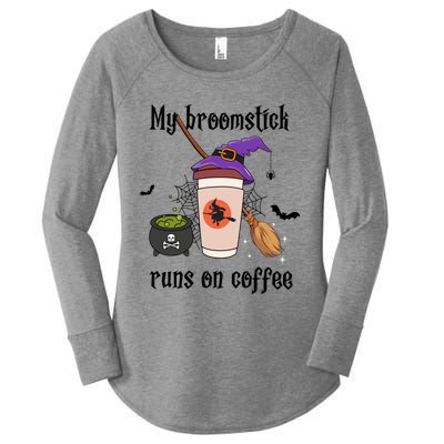 My Broomstick Runs On Coffee Gift Coffee Lover Halloween Meaningful Gift Women's Perfect Tri Tunic Long Sleeve Shirt