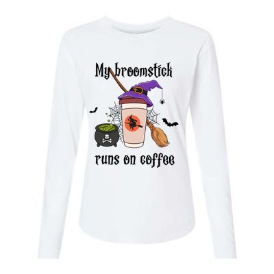 My Broomstick Runs On Coffee Gift Coffee Lover Halloween Meaningful Gift Womens Cotton Relaxed Long Sleeve T-Shirt