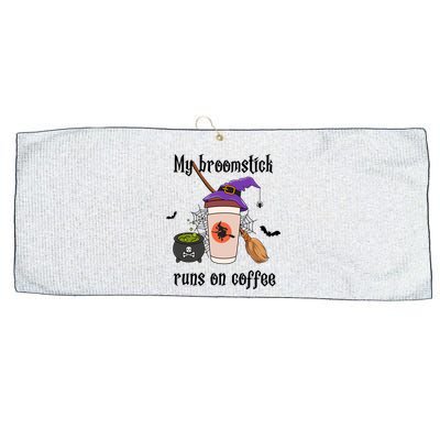 My Broomstick Runs On Coffee Gift Coffee Lover Halloween Meaningful Gift Large Microfiber Waffle Golf Towel