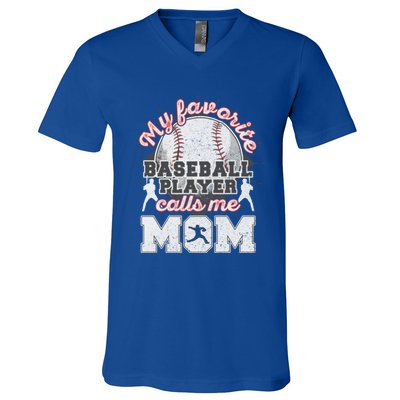 Mom Baseball Softball Game Fan Sports Favorite Player V-Neck T-Shirt