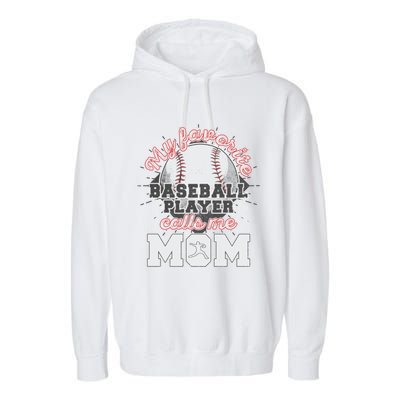 Mom Baseball Softball Game Fan Sports Favorite Player Garment-Dyed Fleece Hoodie