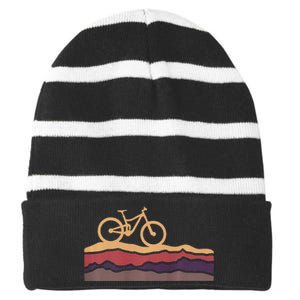 Mountain Bike Southwestern Boho Dessert Mtb Striped Beanie with Solid Band