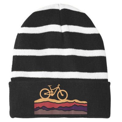 Mountain Bike Southwestern Boho Dessert Mtb Striped Beanie with Solid Band