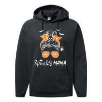 Messy Bun Spooky Mama Mom Funny Halloween Costume Skull Performance Fleece Hoodie