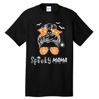 Messy Bun Spooky Mama Mom Funny Halloween Costume Skull Tall T-Shirt