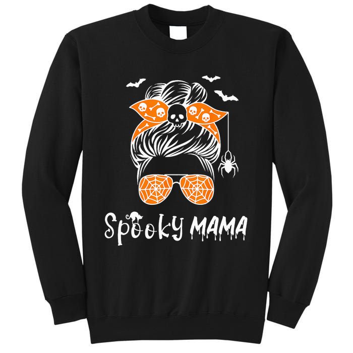 Messy Bun Spooky Mama Mom Funny Halloween Costume Skull Tall Sweatshirt