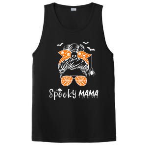 Messy Bun Spooky Mama Mom Funny Halloween Costume Skull PosiCharge Competitor Tank