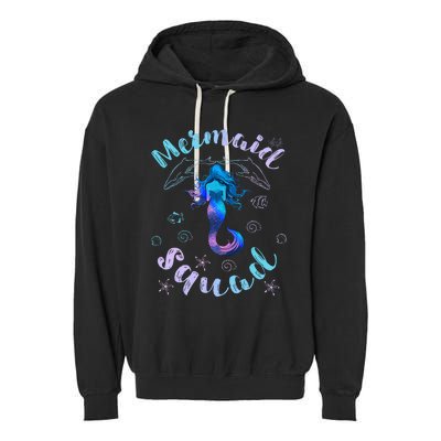 Mermaid Birthday Squad Party Matching Garment-Dyed Fleece Hoodie