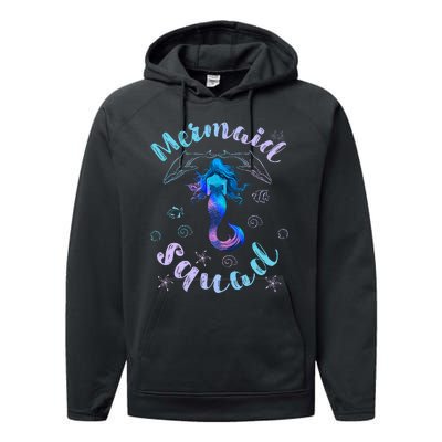 Mermaid Birthday Squad Party Matching Performance Fleece Hoodie