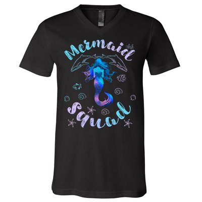 Mermaid Birthday Squad Party Matching V-Neck T-Shirt