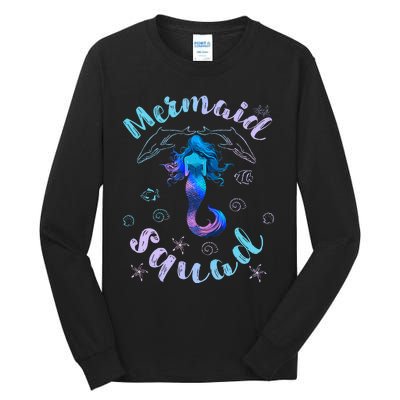 Mermaid Birthday Squad Party Matching Tall Long Sleeve T-Shirt