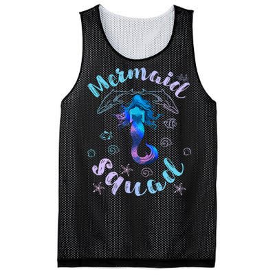 Mermaid Birthday Squad Party Matching Mesh Reversible Basketball Jersey Tank