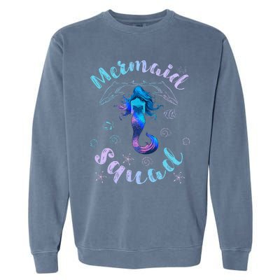 Mermaid Birthday Squad Party Matching Garment-Dyed Sweatshirt