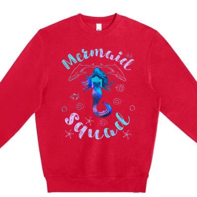 Mermaid Birthday Squad Party Matching Premium Crewneck Sweatshirt