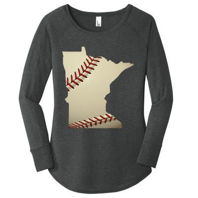 Minnesota Baseball State Map Softball Love Mn Usa Fan Women's Perfect Tri Tunic Long Sleeve Shirt