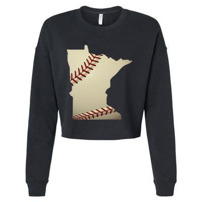 Minnesota Baseball State Map Softball Love Mn Usa Fan Cropped Pullover Crew