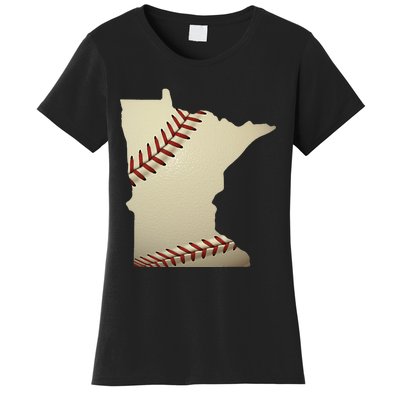 Minnesota Baseball State Map Softball Love Mn Usa Fan Women's T-Shirt