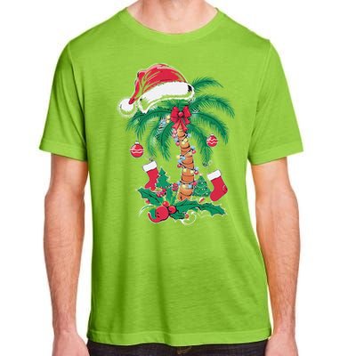 Merry Beachmas Santa Christmas Palm Tree Funny Xmas Adult ChromaSoft Performance T-Shirt