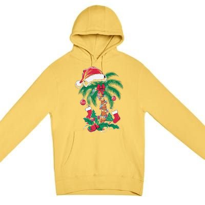 Merry Beachmas Santa Christmas Palm Tree Funny Xmas Premium Pullover Hoodie