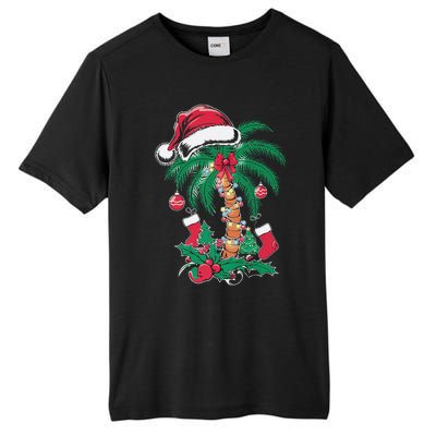 Merry Beachmas Santa Christmas Palm Tree Funny Xmas Tall Fusion ChromaSoft Performance T-Shirt