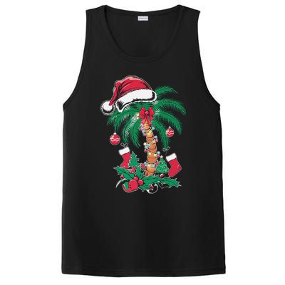 Merry Beachmas Santa Christmas Palm Tree Funny Xmas PosiCharge Competitor Tank