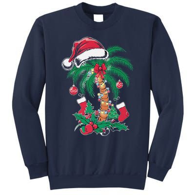 Merry Beachmas Santa Christmas Palm Tree Funny Xmas Sweatshirt