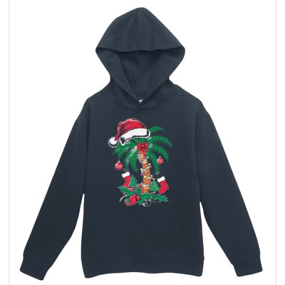 Merry Beachmas Santa Christmas Palm Tree Funny Xmas Urban Pullover Hoodie