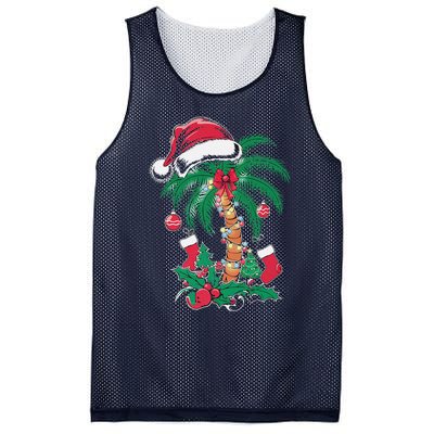 Merry Beachmas Santa Christmas Palm Tree Funny Xmas Mesh Reversible Basketball Jersey Tank