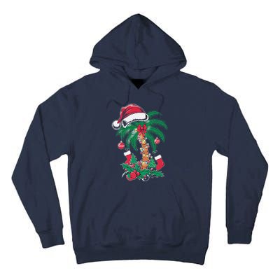 Merry Beachmas Santa Christmas Palm Tree Funny Xmas Tall Hoodie