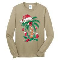 Merry Beachmas Santa Christmas Palm Tree Funny Xmas Tall Long Sleeve T-Shirt