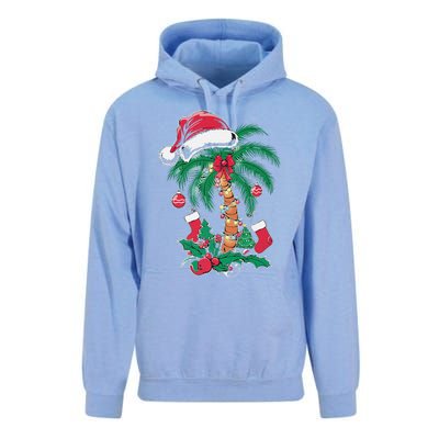 Merry Beachmas Santa Christmas Palm Tree Funny Xmas Unisex Surf Hoodie