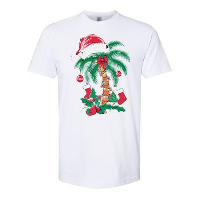 Merry Beachmas Santa Christmas Palm Tree Funny Xmas Softstyle CVC T-Shirt