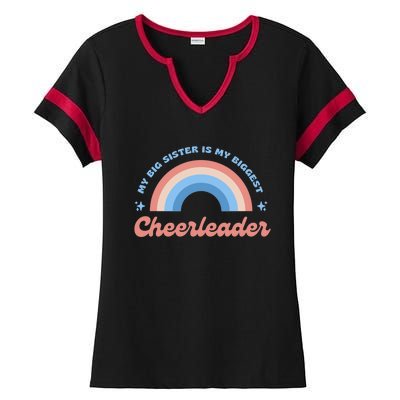 My Big Sister Is My Biggest Cheerleader Ladies Halftime Notch Neck Tee