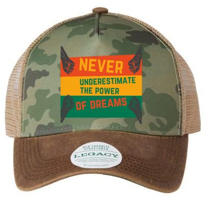 Motivational BHM Slogan Never Underestimate The Power Of Dreams Black History Legacy Tie Dye Trucker Hat